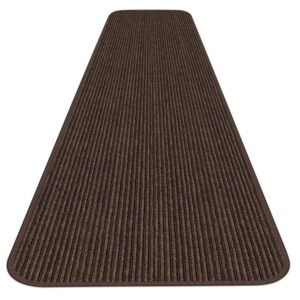 house, home and more indoor outdoor double-ribbed carpet runner with skid-resistant rubber backing - bittersweet brown - 3 feet x 10 feet