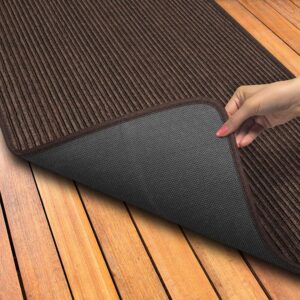 House, Home and More Indoor Outdoor Double-Ribbed Carpet Runner with Skid-Resistant Rubber Backing - Bittersweet Brown - 3 Feet x 10 Feet