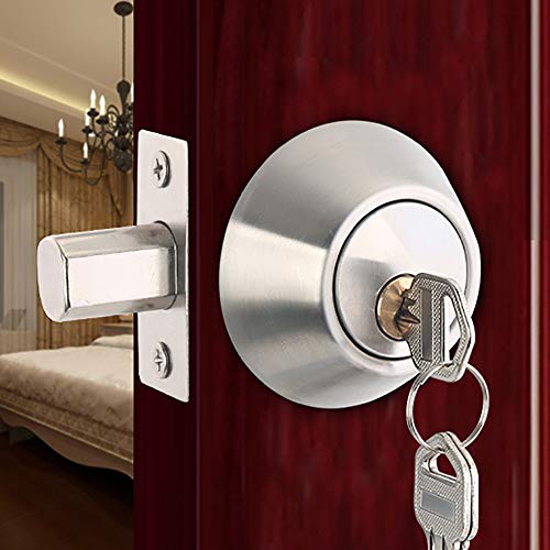 Weiye Front Door Entry Lever Lockset and Single Cylinder Deadbolt Combination Set, Satin Nickel Keyed