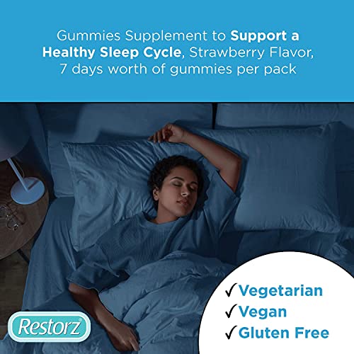 Restorz Restful Sleep Gummies with Melatonin 5mg, 5mg Melatonin Gummies Supplement to Support a Healthy Sleep Cycle, Strawberry Flavor, 112 Gummies