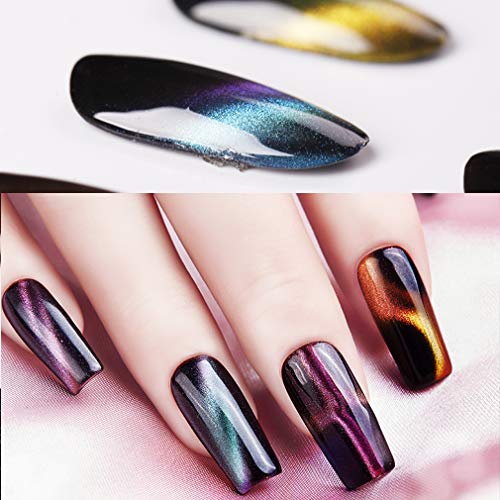 Mobray Cat Eye Gel Nail Polish Set, 6Pcs 3D Cateye Magnetic Gel Polish Kit with 1*Black Base Gel and 1*Magnetic Stick Soak Off Nail Lamp Nail Art for Women.