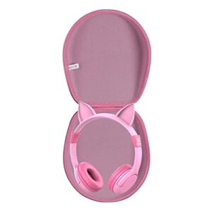 hermitshell hard travel case for iclever hs01 kids headphones (pink)