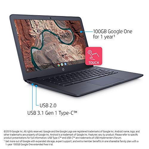 HP Chromebook 14-inch Laptop with 180-Degree -Hinge, Touchscreen Display, AMD Dual-Core A4-9120 Processor, 4 GB SDRAM, 32 GB eMMC Storage, Chrome OS (14-db0090nr, Ink Blue)