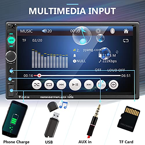 Podofo Car Stereo 2 Din Car Radio 7 Inch MP5 Player with HD Touch Screen Digital Display Bluetooth Multimedia support USB SD Aux-in Double Din Autoradio Mobile Phone Interconnection with Backup Camera