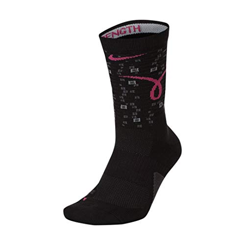 Nike Elite Basketball Kay Yow Cancer Awareness Crew Socks Medium (Fits Men Size 6-8, Women 6-10) Black, Gray, Pink SX7861-010