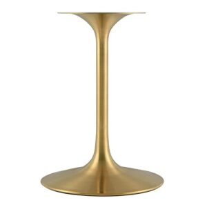 Modway Lippa 48" Oval-Shaped Mid-Century Modern Dining Table with White Wood Top and Gold Base