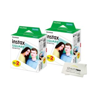fujifilm instax square instant film - 40 exposures - for use with the fujifilm instax square instant camera + quality photo microfiber cloth…
