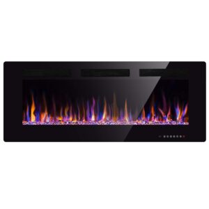 xbeauty 36" electric fireplace in-wall recessed and wall mounted 1500w fireplace heater and linear fireplace with timer/multicolor flames/touch screen/remote control black