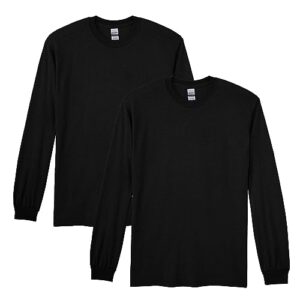 gildan men's dryblend long sleeve t-shirt, style g8400, 2-pack, black, large