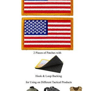 Tactical Patches of USA US American Flag, with Hook and Loop for Backpacks Caps Hats Jackets Pants, Military Army Uniform Emblems, Size 3x2 Inches, Pack of 2