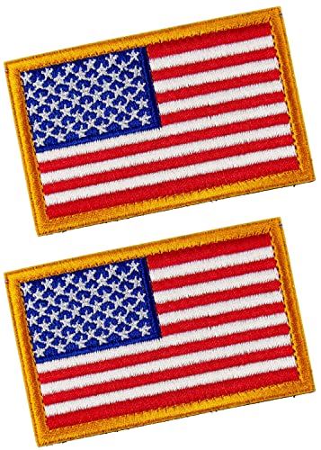 Tactical Patches of USA US American Flag, with Hook and Loop for Backpacks Caps Hats Jackets Pants, Military Army Uniform Emblems, Size 3x2 Inches, Pack of 2