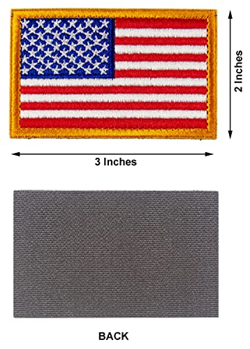 Tactical Patches of USA US American Flag, with Hook and Loop for Backpacks Caps Hats Jackets Pants, Military Army Uniform Emblems, Size 3x2 Inches, Pack of 2