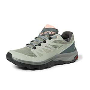 Salomon Outline Gore-TEX Hiking Shoes for Women, Shadow/Urban Chic/Coral Almond, 8