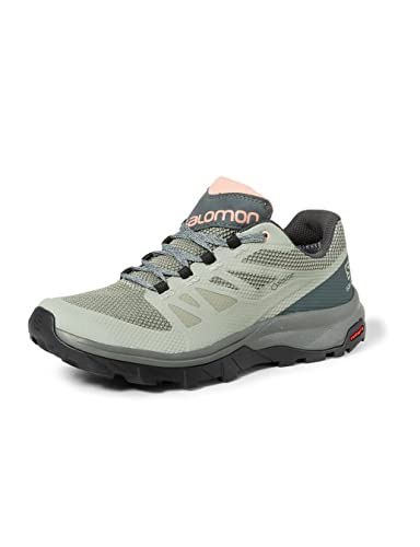 Salomon Outline Gore-TEX Hiking Shoes for Women, Shadow/Urban Chic/Coral Almond, 8