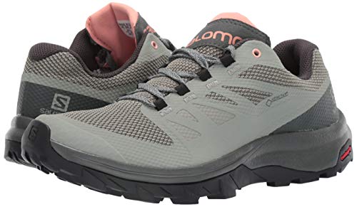 Salomon Outline Gore-TEX Hiking Shoes for Women, Shadow/Urban Chic/Coral Almond, 8