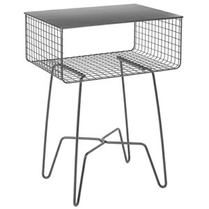 mDesign Steel Side Table with Storage, Metal Nightstand or Wire Side Table, Modern Vintage Furniture or Industrial Home Accents for Bedroom, Living Room, or Office, Concerto Collection, Graphite Gray