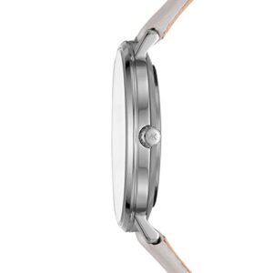 Michael Kors Women's Pyper Stainless Steel Quartz Watch with Leather Strap, Silver/Grey/White, 18