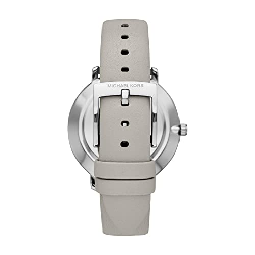 Michael Kors Women's Pyper Stainless Steel Quartz Watch with Leather Strap, Silver/Grey/White, 18