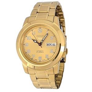 seiko 5 automatic gold dial yellow gold-tone men's watch snkk38j1