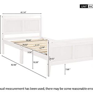 Harper & Bright Designs Wood Platform Bed Twin Bed Frame Mattress Foundation Sleigh Bed with Headboard/Footboard/Wood Slat Support