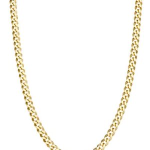 Miabella Solid 18k Gold Over 925 Sterling Silver Italian 3.5mm Diamond Cut Cuban Link Curb Chain Necklace for Women Men, Made in Italy (Length 18 Inches (women's average length))