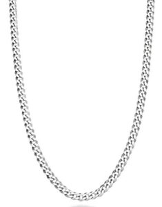 miabella italian 925 sterling silver 3.5mm curb cuban link chain necklace, solid diamond cut sterling silver chain for men women made in italy (length 16 inch (x-short))