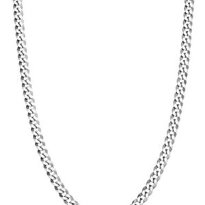 Miabella Italian 925 Sterling Silver 3.5mm Curb Cuban Link Chain Necklace, Solid Diamond Cut Sterling Silver Chain for Men Women Made in Italy (Length 16 Inch (X-Short))