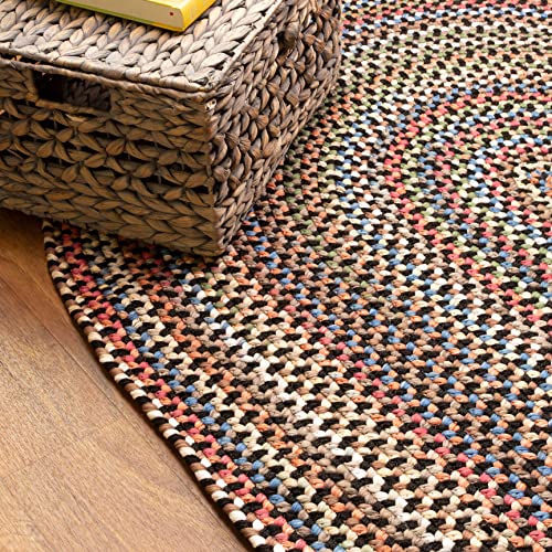 Super Area Rugs Roxbury American Made Braided Rug for Indoor Outdoor Spaces, Charcoal/Natural Multi, 2' X 3' Oval