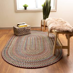 Super Area Rugs Roxbury American Made Braided Rug for Indoor Outdoor Spaces, Charcoal/Natural Multi, 2' X 3' Oval