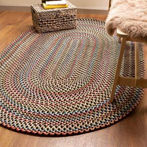 Super Area Rugs Roxbury American Made Braided Rug for Indoor Outdoor Spaces, Charcoal/Natural Multi, 2' X 3' Oval