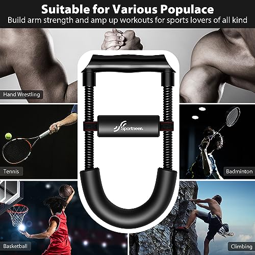 Wrist Strengthener, Sportneer Forearm Exerciser with Adjustable Tension for Improving Strength - Hand Developer Arm Grip Workout Strength Trainer Home Gym Workout Equipment for Starter and Pro Black