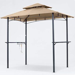 MASTERCANOPY  8 x 5 Grill Gazebo Outdoor BBQ Gazebo Canopy with 2 LED Lights (Khaki)