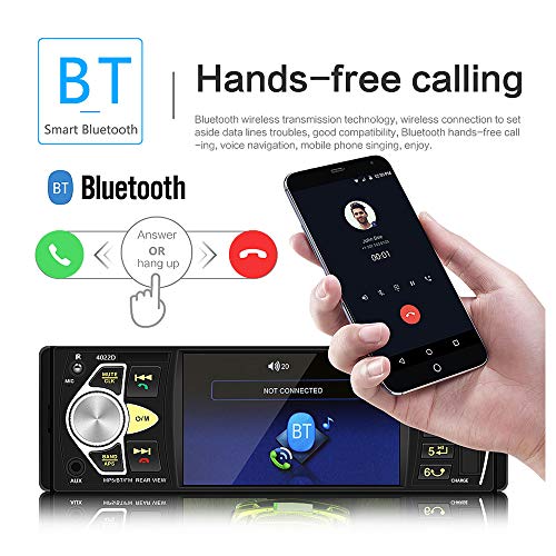 Camecho Single Din Car Stereo Radio 4.1'' Screen Parking Assistance in-Dash Bluetooth USB/SD/FM MP5 Player with Waterproof Night Vision Backup Camera