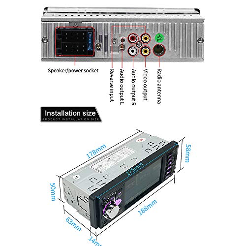 Camecho Single Din Car Stereo Radio 4.1'' Screen Parking Assistance in-Dash Bluetooth USB/SD/FM MP5 Player with Waterproof Night Vision Backup Camera