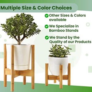 ZPirates Plant Stand Indoor - Bamboo Wood, Full Adjustable, Holds 8 10 and 12 Inch Planter Pots - Holder for Plants and Flowers