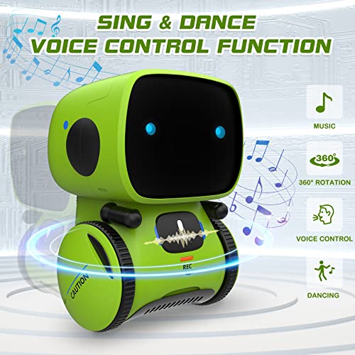 GILOBABY Kids Robot Toys, Interactive Robot Companion Smart Talking Robot with Voice Control Touch Sensor, Dancing, Singing, Recording, Repeat, Birthday Gifts for Boys Ages 3+ Years (Green)