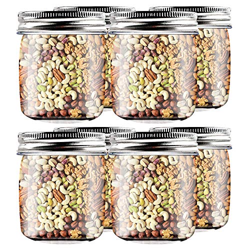 novelinks 8 Ounce Clear Plastic Jars Containers With Screw On Lids - Refillable Round Empty Plastic Slime Storage Containers for Kitchen & Household Storage - BPA Free (16 Pack)