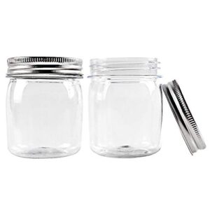 novelinks 8 Ounce Clear Plastic Jars Containers With Screw On Lids - Refillable Round Empty Plastic Slime Storage Containers for Kitchen & Household Storage - BPA Free (16 Pack)