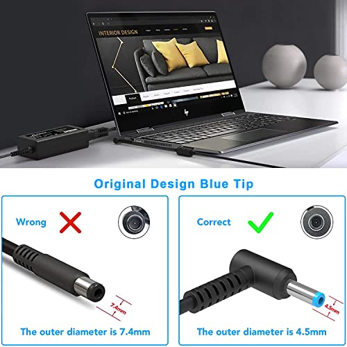 HP 45W 19.5V 2.31A Laptop Charger for HP Notebook 15 Charger 15-ba009dx 15-ba079dx 15-ba113cl 15-bs015dx 15-bs113dx 15-bs115dx 15-bw011dx AC Adapter Power Supply Cord