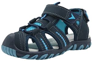apakowa kid's boy's soft sole close toe sport beach sandals (toddler/little kid) (color : blue, size : 6 m us toddler)