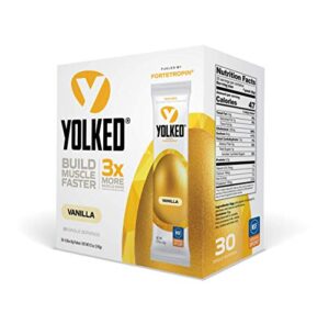 yolked - clinically tested and nsf-certified all natural muscle building supplement - increase lean muscle, reduce muscle loss, and improve recovery with protein’s perfect partner, 30 servings