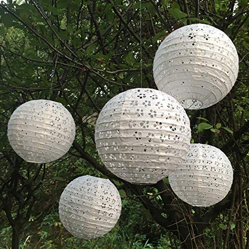 Calvas 10pcs/lot 8"/20cm 12" 30cm White Round Chinese Japanese Paper Lantern Ball Wedding Birthday Party Hanging Decoration Centerpieces - (Color: White, Lantern Size: 12inch)