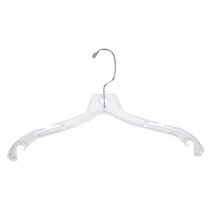 17 inch clear plastic dress hangers (case of 20) - features a chrome swivel hook and notched shoulders - perfect for lightweight fabrics and can be used for retail stores