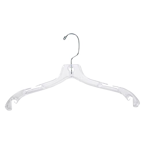 17 inch Clear Plastic Dress Hangers (Case of 20) - Features a Chrome Swivel Hook and Notched Shoulders - Perfect for Lightweight Fabrics and Can Be Used for Retail Stores