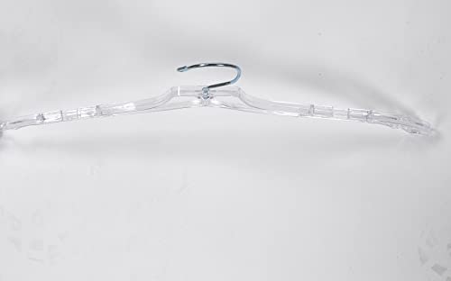 17 inch Clear Plastic Dress Hangers (Case of 20) - Features a Chrome Swivel Hook and Notched Shoulders - Perfect for Lightweight Fabrics and Can Be Used for Retail Stores