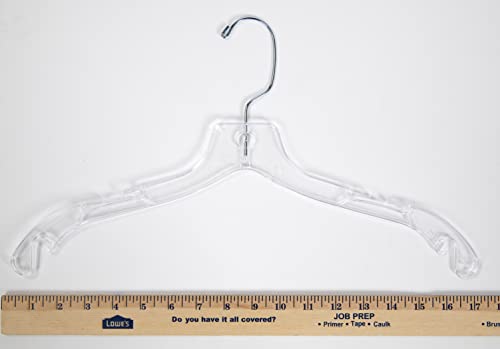 17 inch Clear Plastic Dress Hangers (Case of 20) - Features a Chrome Swivel Hook and Notched Shoulders - Perfect for Lightweight Fabrics and Can Be Used for Retail Stores