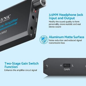 eSynic Professional 16-300Ω Headphone Amplifier Portable Headphone Volume Amplifier Rechargeble Headphone Amp Desktop Amp With 3.5mm Jack & A Two-stage Gain Switch for MP3 MP4 Phones and Computers etc