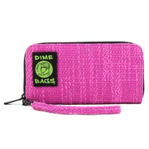 dime bags wristlet wallet - rfid-blocking carrying case with secure zipper and wristlet loop (magenta)