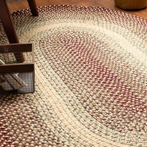 super area rugs braided rugs farmhouse kitchen rug - ridgewood braided rug for living room - reversible - washable - made in usa - burgundy/beige, 2' x 3' oval