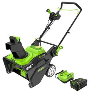greenworks 80v (75+ compatible tools) 22” brushless cordless snow blower, 4.0ah battery and charger included